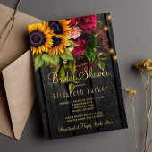 Invitation Tournesols et rose en bois rustique douche de nage