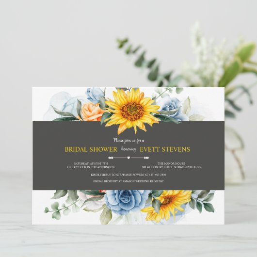 Invitation Tournesols et Roses (Debout devant)