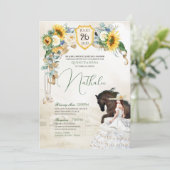 Invitation Tournesols et roses blanches Russe Charro Quincean (Debout devant)