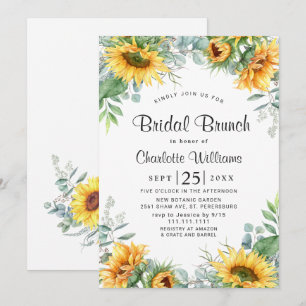 Invitation Tournesols Eucalyptus Aquarelle Brunch de Mariée