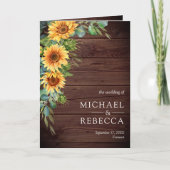 Invitation Tournesols Eucalyptus Bois Code QR Mariage (Devant)