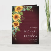 Invitation Tournesols Eucalyptus Bourgogne Code QR Mariage (Devant)