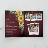 Invitation Tournesols Eucalyptus Bourgogne Code QR Mariage (Intérieur)