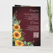 Invitation Tournesols Eucalyptus Bourgogne Code QR Mariage (Dos)