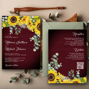Invitation Tournesols Eucalyptus Code QR Mariage Bourgogne