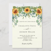 Invitation Tournesols eucalyptus verdure ivoire (Devant)