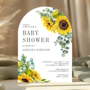 Invitation Tournesols Feuilles d'Eucalyptus Arche Baby Shower