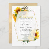 Invitation Tournesols Géométrique 50e Anniversaire de Mariage (Devant / Derrière)