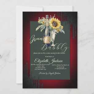 Invitation Tournesols Gouttes Noires Brunches Rouge & Bubbly