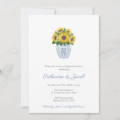 Invitation Tournesols Jarre en grès bleu blanc pour fête de f (Devant)