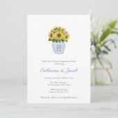 Invitation Tournesols Jarre en grès bleu blanc pour fête de f (Debout devant)