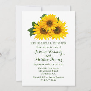 Invitation Tournesols Jaunes Fleurs De Mariage Dîner De Répét