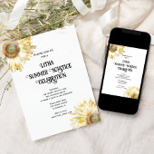 Invitation Tournesols jaunes lithographie aquarelle solstice