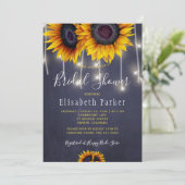 Invitation Tournesols lampes à cordes rustiques chic douche n (Debout devant)