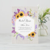 Invitation Tournesols Lilac Hexagon Rustique Chic Fête des ma (Debout devant)