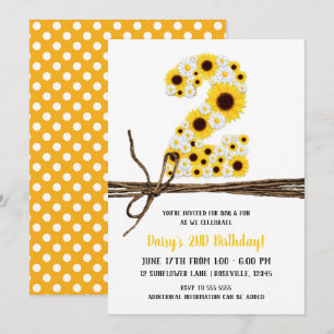 Invitation Tournesols & Marguerites DEUX 2 2E Anniversaire