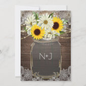 Invitation Tournesols & Marguerites Pot Mason Étincelle Chic  (Dos)