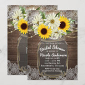 Invitation Tournesols & Marguerites Pot Mason Étincelle Chic  (Devant / Derrière)