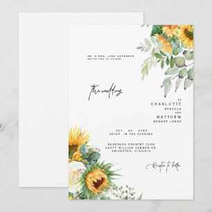 Invitation Tournesols Modernes En Fleurs Verdure Parents