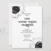 Invitation Tournesols noirs et blancs Fête de Litha Solstice  (Devant)