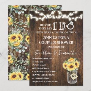 Invitation Tournesols occidentaux Avant de Couples Shower