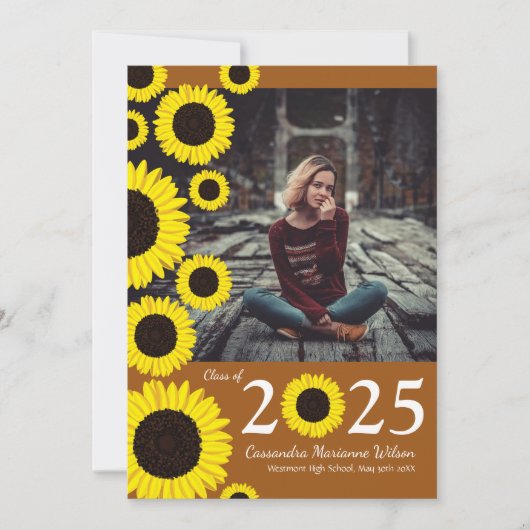 Invitation Tournesols Pays Rouille Orange Graduation (Devant)