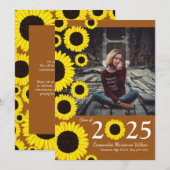 Invitation Tournesols Pays Rouille Orange Graduation (Devant / Derrière)