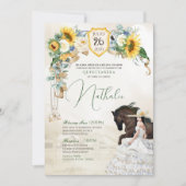 Invitation Tournesols Roses blanches Charra Quinceanera Ouest (Devant)