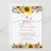 Invitation Tournesols Roses Roses Roses Douces Abeille Baby s (Devant)