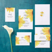 Invitation Tournesols Rustique Aquarelle Mariage minimaliste