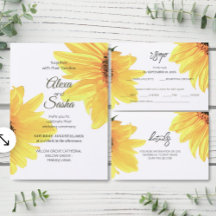 Tournesols Rustique Aquarelle Mariage minimaliste