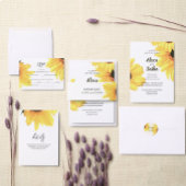 Invitation Tournesols Rustique Aquarelle Mariage minimaliste