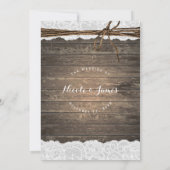 Invitation Tournesols Rustique Bois & Dentelle Mariage Champ (Dos)