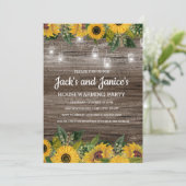 Invitation Tournesols Rustique Chaîne de bois Lumières (Debout devant)