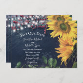 Invitation Tournesols Rustiques, Ardoise, Lumières Sauvez Not (Devant / Derrière)