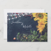 Invitation Tournesols Rustiques, Ardoise, Lumières Sauvez Not (Dos)