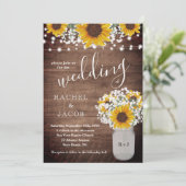 Invitation Tournesols Rustiques Baby Respire Jar Lumières Mar (Debout devant)