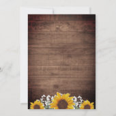 Invitation Tournesols Rustiques Baby Respire Jar Lumières Mar (Dos)