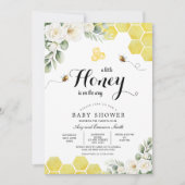 Invitation Tournesols rustiques Baby shower d'abeilles au mie (Devant)