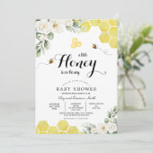 Invitation Tournesols rustiques Baby shower d'abeilles au mie (Debout devant)