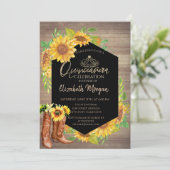 Invitation Tournesols rustiques Bois Quinceañera (Debout devant)