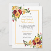 Invitation Tournesols rustiques & Burgundy Peonies Mariage Ro (Devant)