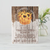 Invitation Tournesols Rustiques Citrouille Bois Thanksgiving  (Debout devant)