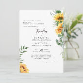 Invitation Tournesols rustiques d'élégance en Mariage de fleu (Debout devant)