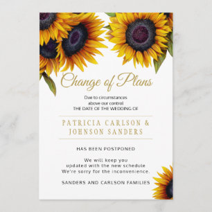 Invitation Tournesols rustiques élégants mariage changement d