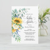 Invitation Tournesols rustiques et Baby shower Floral Rose (Debout devant)