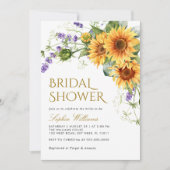 Invitation Tournesols rustiques et Fête des mariées de lavand (Devant)