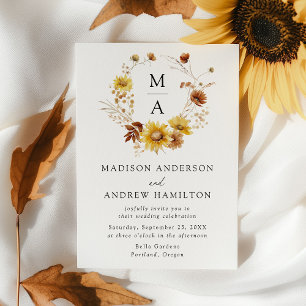 Invitation Tournesols Rustiques et Fleurs Sauvages Mariage Mo