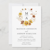Invitation Tournesols rustiques et Mariage de monogramme Fleu (Devant)