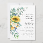 Invitation Tournesols rustiques et Mariage Floral Rose (Devant)
